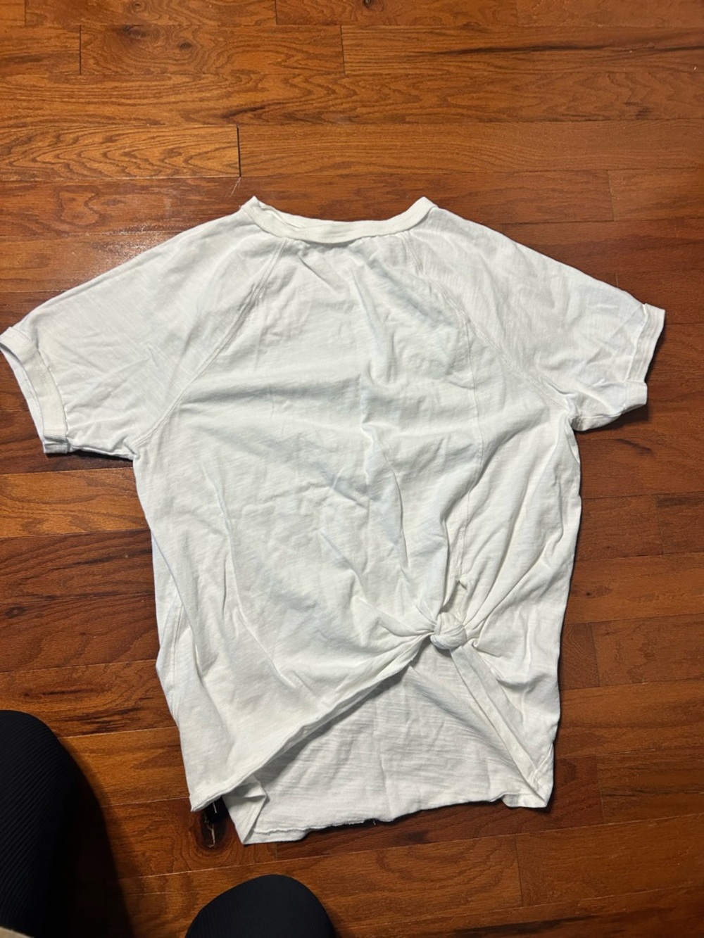 FP Movement by Free People Cream Short Sleeve Knot-Front Tee